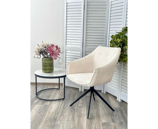 Стул CLOUDS 360 град. поворот. Белый Wales 101, букле/ черный каркас / Товарный знак DISAUR, изображение 5 | Интернет магазин мебели и декора LifeDekor