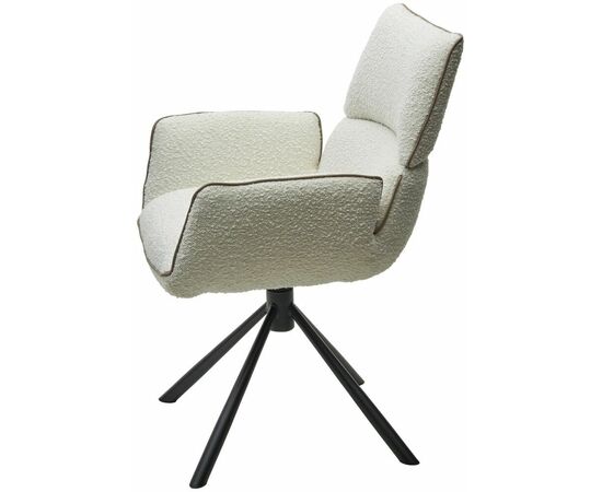 Стул VIRS 360 град. поворот. с возвратом, EDELWEISS#1 белый, букле/ JC531-7 беж/ Черный, ®DISAUR, изображение 7 | Интернет магазин мебели и декора LifeDekor