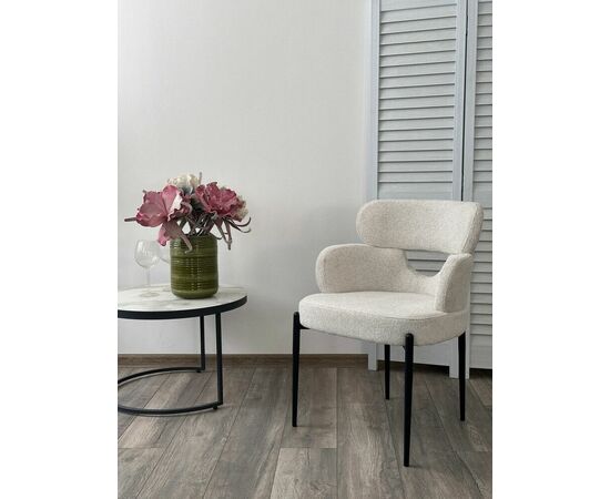 Стул VALTER RAVEN22 Бежево-белый, ткань / Черный каркас, ®DISAUR, изображение 2 | Интернет магазин мебели и декора LifeDekor