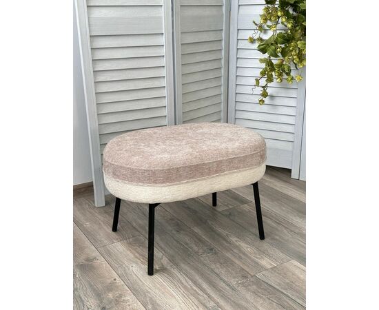 Пуф для гостиной RORY 3018-01 белый / 3018-10 бежевый, шенилл / черный каркас, ®DISAUR, изображение 6 | Интернет магазин мебели и декора LifeDekor