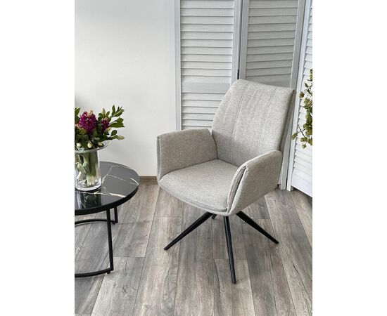 Стул YOZEF 360 град. поворот. KN01-04 Светло-серый, ткань / Черный, ®DISAUR, изображение 3 | Интернет магазин мебели и декора LifeDekor