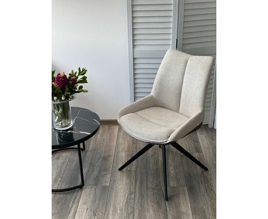 Стул OSKAR 360 град. поворот. KN01-05 Бежевый/ BZ1046-21 Коричневый/ Черный, ®DISAUR, изображение 4 | Интернет магазин мебели и декора LifeDekor