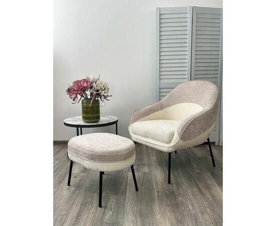 Кресло SION 3018-01 белый / 3018-10 бежевый, шенилл / черный каркас, ®DISAUR, изображение 5 | Интернет магазин мебели и декора LifeDekor