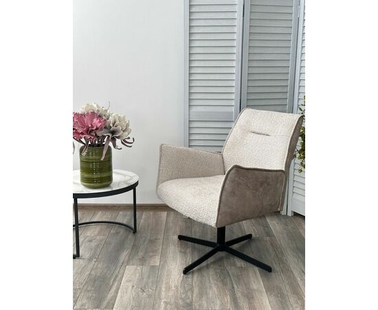 Кресло BELFAST 360 град. XD841-02 Бежевый, букле/ GINO-101 Бежевый, ткань/ Черный, ®DISAUR, изображение 4 | Интернет магазин мебели и декора LifeDekor
