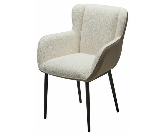 Стул VOLCANO Белый Wales-101, ткань / светло-бежевый Maison 09, экокожа/  черный каркас, DISAUR | Интернет магазин мебели и декора LifeDekor