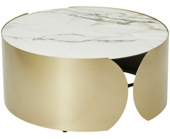 Стол журнальный BRANT KL-188 Контрастный мрамор матовый, итальянская керамика/ Шампань, ®DISAUR | Интернет магазин мебели и декора LifeDekor