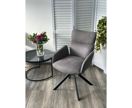 Стул TRIS 360 град. поворот с возвратом, Davis Nowo 92 серый, букле /Point 90 серый/ Черный, ®DISAUR, изображение 3 | Интернет магазин мебели и декора LifeDekor