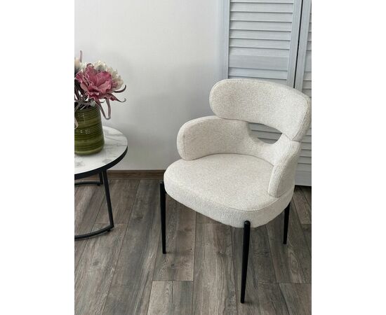 Стул VALTER RAVEN22 Бежево-белый, ткань / Черный каркас, ®DISAUR, изображение 3 | Интернет магазин мебели и декора LifeDekor