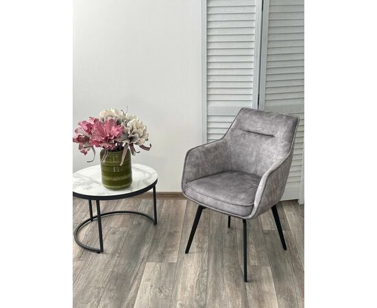 Стул RENLY 180 град. поворот. 7525-180 Серый, велюр / Черный, ®DISAUR, изображение 4 | Интернет магазин мебели и декора LifeDekor