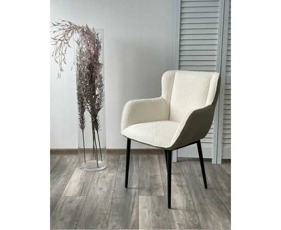 Стул VOLCANO Белый Wales-101, ткань / светло-бежевый Maison 09, экокожа/  черный каркас, DISAUR, изображение 3 | Интернет магазин мебели и декора LifeDekor