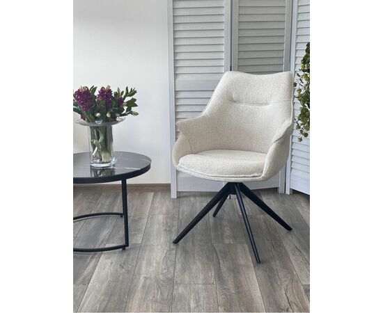 Стул OVE 360 град. поворот. RAVEN22 Бежево-белый, ткань / Черный, ®DISAUR, изображение 4 | Интернет магазин мебели и декора LifeDekor