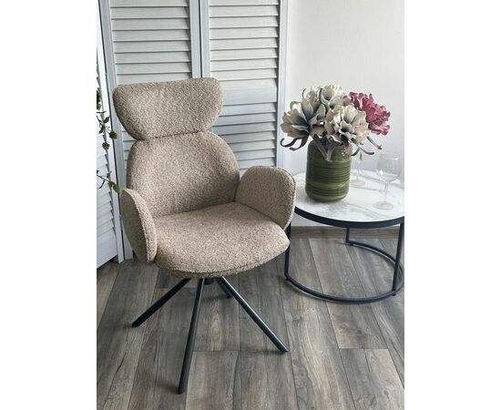 Стул VARDY 360 град.поворот. Хаки букле XD841-06 / Серый, ®DISAUR, изображение 4 | Интернет магазин мебели и декора LifeDekor