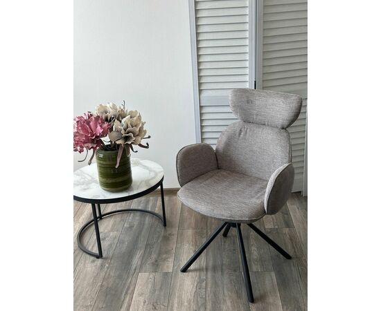 Стул VARDY 360 град.поворот. Brego-07 Серый, ткань/ 7525-180 Серый, велюр/Черный, ®DISAUR, изображение 3 | Интернет магазин мебели и декора LifeDekor