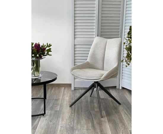 Стул OSKAR 360 град. поворот. KN01-05 Бежевый/ BZ1046-11 Бежевый/ Черный каркас, ®DISAUR, изображение 4 | Интернет магазин мебели и декора LifeDekor