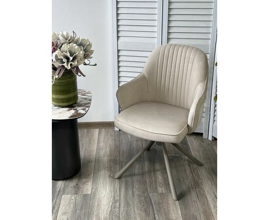 Стул RIKARD 360 град. кремовый RIELY-111 /PRESENT-120, шенилл - велюр / латте каркас, ®DISAUR, изображение 3 | Интернет магазин мебели и декора LifeDekor