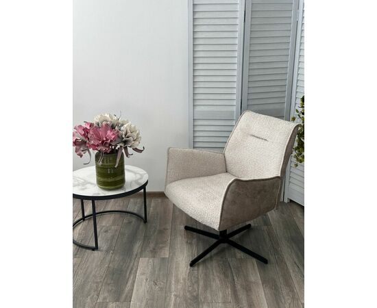 Кресло BELFAST 360 град. XD841-02 Бежевый, букле/ GINO-101 Бежевый, ткань/ Черный, ®DISAUR, изображение 3 | Интернет магазин мебели и декора LifeDekor