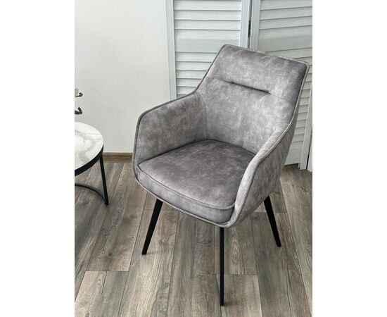 Стул RENLY 180 град. поворот. 7525-180 Серый, велюр / Черный, ®DISAUR, изображение 2 | Интернет магазин мебели и декора LifeDekor