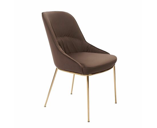 Кресло Etna коричневое, основание золото | Интернет магазин мебели и декора LifeDekor