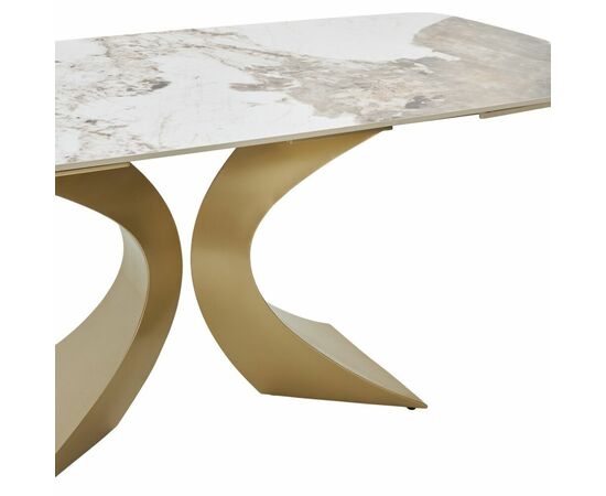 Стол MATIAS 180 GLOSS LUXURY PANDORA SOLID CERAMIC / шампань, ®DISAUR, изображение 4 | Интернет магазин мебели и декора LifeDekor