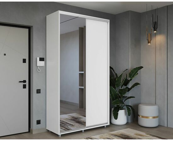 Шкаф-купе PRIME, 120х45х230 Белый с зеркалом, изображение 4 | Интернет магазин мебели и декора LifeDekor