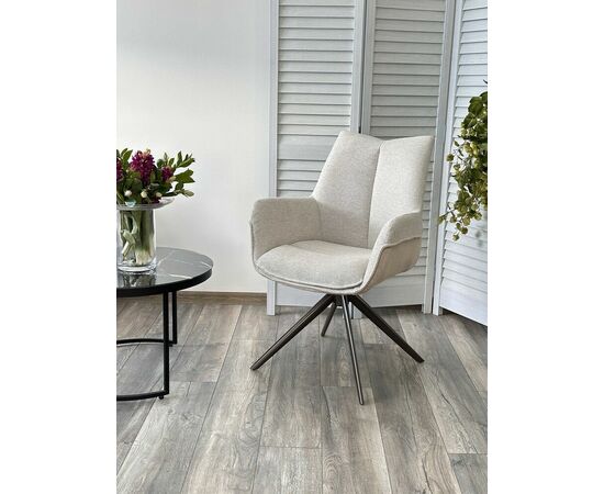 Стул PONTUS 360 град. поворот. KN01-05 Бежевый/ BZ1046-11 Бежевый/ Шоколадное золото, ®DISAUR, изображение 3 | Интернет магазин мебели и декора LifeDekor