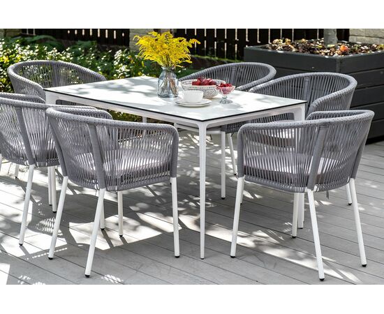 "Малага" обеденный стол из HPL 140х80см, цвет молочный, каркас белый, изображение 5 | Интернет магазин мебели и декора LifeDekor