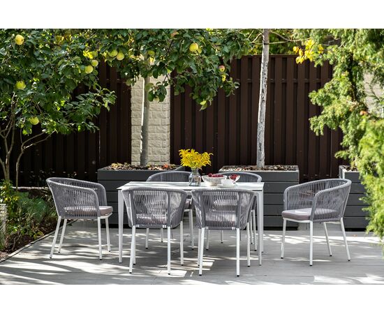 "Малага" обеденный стол из HPL 140х80см, цвет молочный, каркас белый, изображение 7 | Интернет магазин мебели и декора LifeDekor