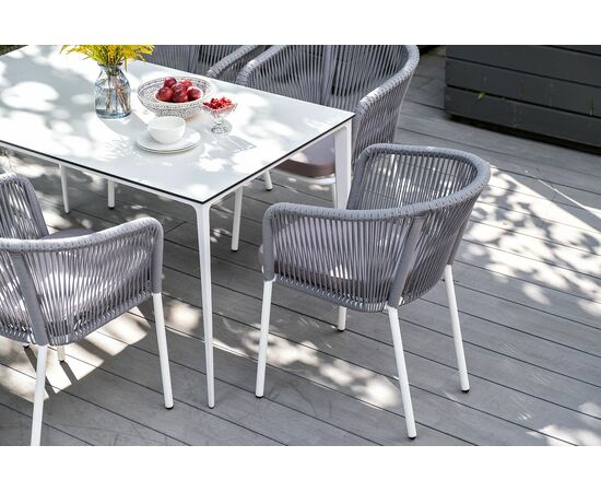 "Малага" обеденный стол из HPL 140х80см, цвет молочный, каркас белый, изображение 10 | Интернет магазин мебели и декора LifeDekor