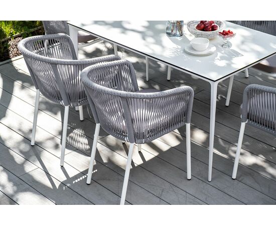 "Малага" обеденный стол из HPL 140х80см, цвет молочный, каркас белый, изображение 11 | Интернет магазин мебели и декора LifeDekor