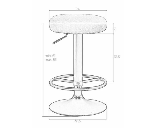 Табурет барный DOBRIN TEDDY BLACK, белый букле (13), Вариант: белый букле (13), изображение 4 | Интернет магазин мебели и декора LifeDekor