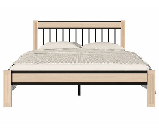 Кровать АГАТА 160, черный/натуральный | Интернет магазин мебели и декора LifeDekor
