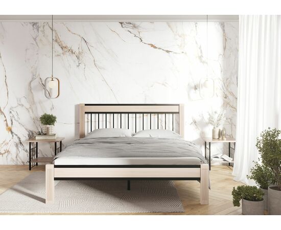 Кровать АГАТА 160, черный/натуральный, изображение 9 | Интернет магазин мебели и декора LifeDekor