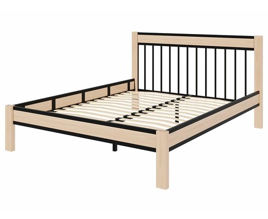 Кровать АГАТА 160, черный/натуральный, изображение 4 | Интернет магазин мебели и декора LifeDekor