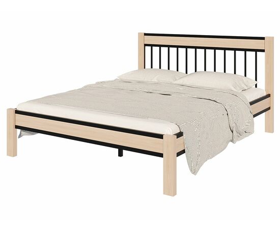 Кровать АГАТА 160, черный/натуральный, изображение 11 | Интернет магазин мебели и декора LifeDekor