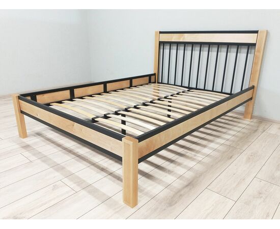 Кровать АГАТА 160, черный/натуральный, изображение 12 | Интернет магазин мебели и декора LifeDekor