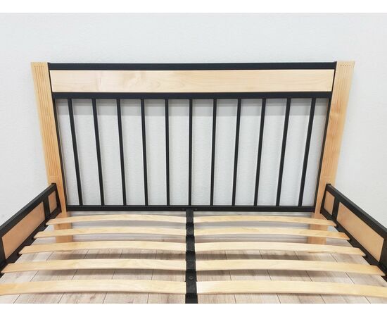 Кровать АГАТА 160, черный/натуральный, изображение 6 | Интернет магазин мебели и декора LifeDekor