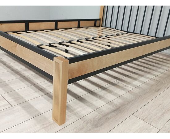Кровать АГАТА 160, черный/натуральный, изображение 7 | Интернет магазин мебели и декора LifeDekor