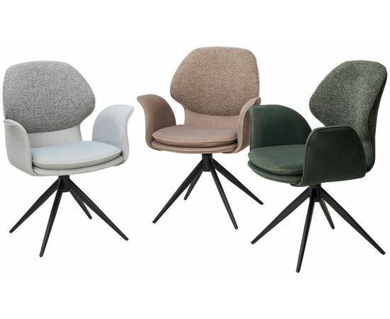 Стул LENNE 360 град. поворот., латте  MILAN-430, ткань/ MOHAIR-440, ткань/ Черный, ®DISAUR, изображение 5 | Интернет магазин мебели и декора LifeDekor