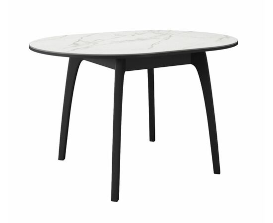Стол DikLine MK46 Керамика Белый мрамор/подстолье черное/опоры черные, изображение 2 | Интернет магазин мебели и декора LifeDekor