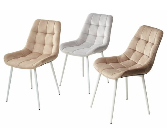 Стул ХОФМАН, цвет H-09 Светло-серый, велюр / белый каркас М-City, изображение 3 | Интернет магазин мебели и декора LifeDekor