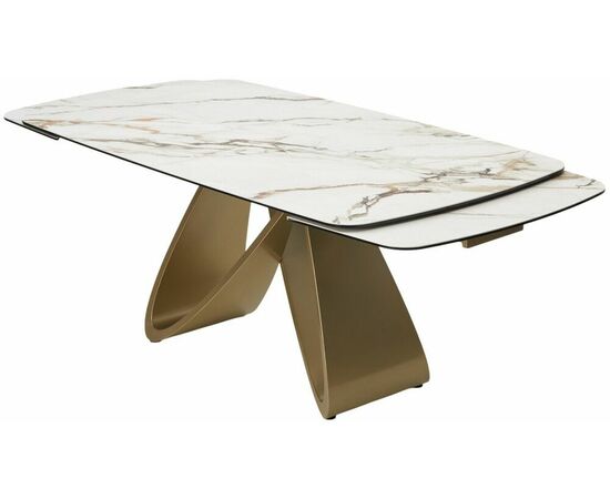 Стол PALACIO 180  KL-188 Контрастный мрамор матовый, итальянская керамика/ Шампань, ®DISAUR, изображение 8 | Интернет магазин мебели и декора LifeDekor