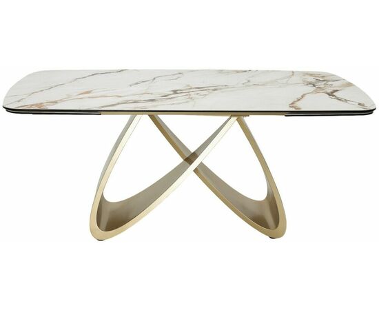 Стол PALACIO 180  KL-188 Контрастный мрамор матовый, итальянская керамика/ Шампань, ®DISAUR, изображение 11 | Интернет магазин мебели и декора LifeDekor