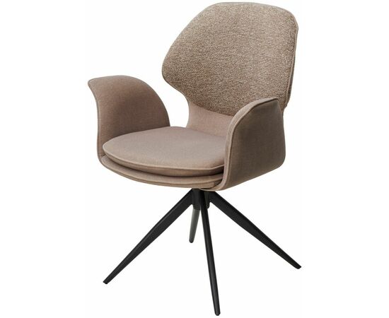 Стул LENNE 360 град. поворот., латте  MILAN-430, ткань/ MOHAIR-440, ткань/ Черный, ®DISAUR | Интернет магазин мебели и декора LifeDekor