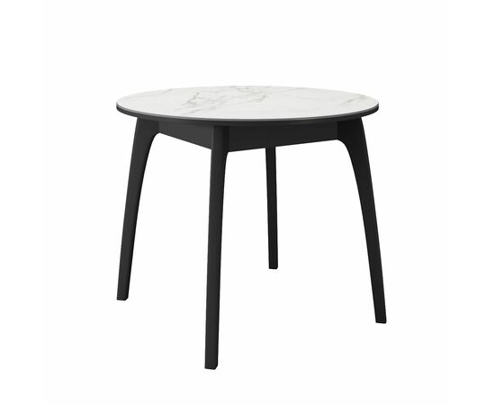 Стол DikLine MK46 Керамика Белый мрамор/подстолье черное/опоры черные | Интернет магазин мебели и декора LifeDekor