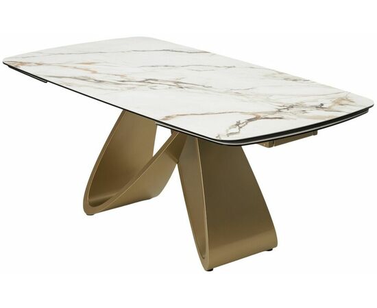 Стол PALACIO 180  KL-188 Контрастный мрамор матовый, итальянская керамика/ Шампань, ®DISAUR, изображение 4 | Интернет магазин мебели и декора LifeDekor