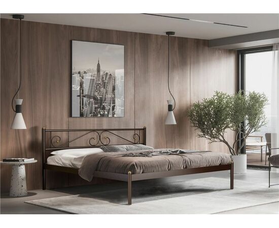 Кровать двуспальная ШАРМ (120х200/металлическое основание) Коричневый бархат | Интернет магазин мебели и декора LifeDekor