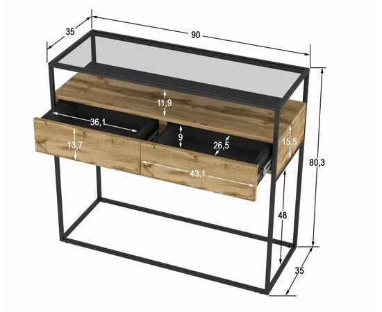 Консоль "Эйден" (Дуб вотан), изображение 3 | Интернет магазин мебели и декора LifeDekor