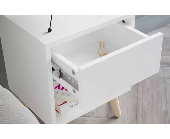 Прикроватная тумба "Хаук" (Белый/ТП03), изображение 4 | Интернет магазин мебели и декора LifeDekor