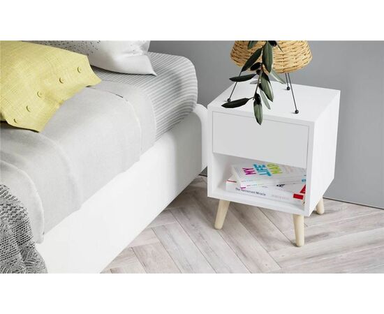 Прикроватная тумба "Хаук" (Белый/ТП03), изображение 5 | Интернет магазин мебели и декора LifeDekor