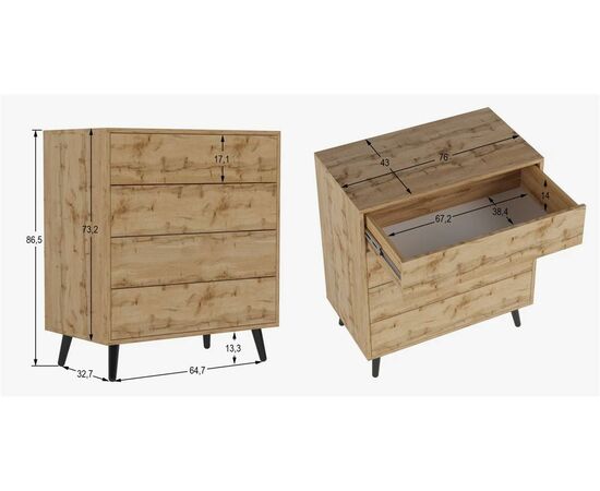 Комод "Хаук" (Дуб вотан), изображение 2 | Интернет магазин мебели и декора LifeDekor